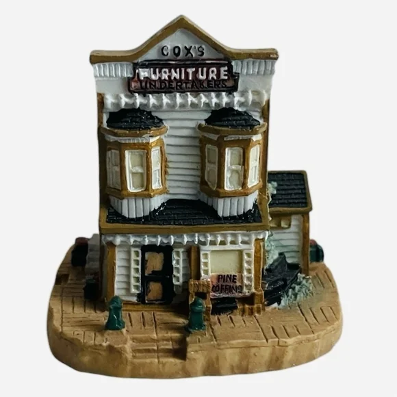 NIB Vintage House Cox's Furniture & Undertakers Figurine Liberty Falls Monument - Picture 3 of 6